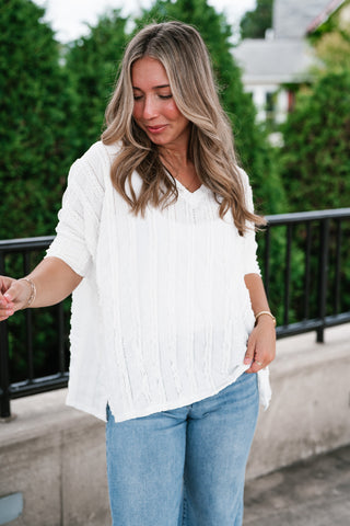 Willows Textured Relaxed Top - Off White
