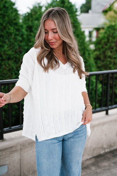 Willows Textured Relaxed Top - Off White