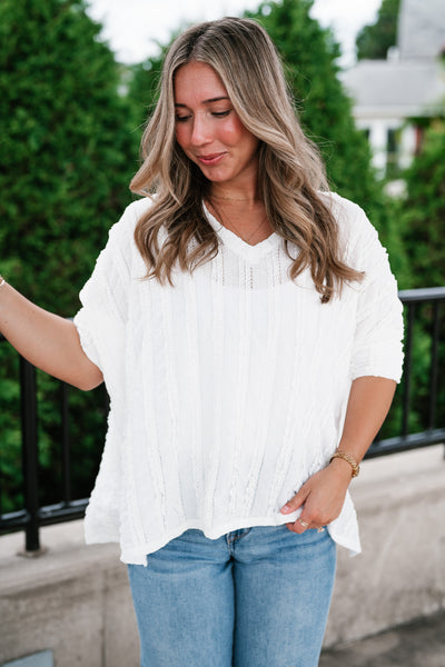 Willows Textured Relaxed Top - Off White
