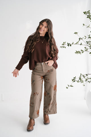 Comfort Cove Soft Waffle Knit Relaxed Pullover Top - Chocolate