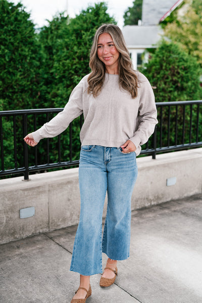 Morning Calm Round Neck Neutral Sweater