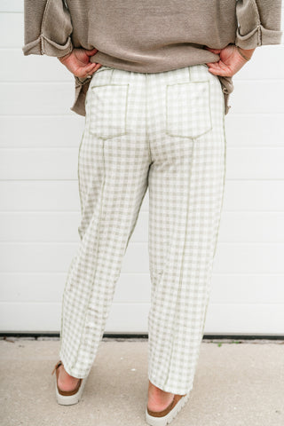 Main Street Gingham Barrel Pants - Sage