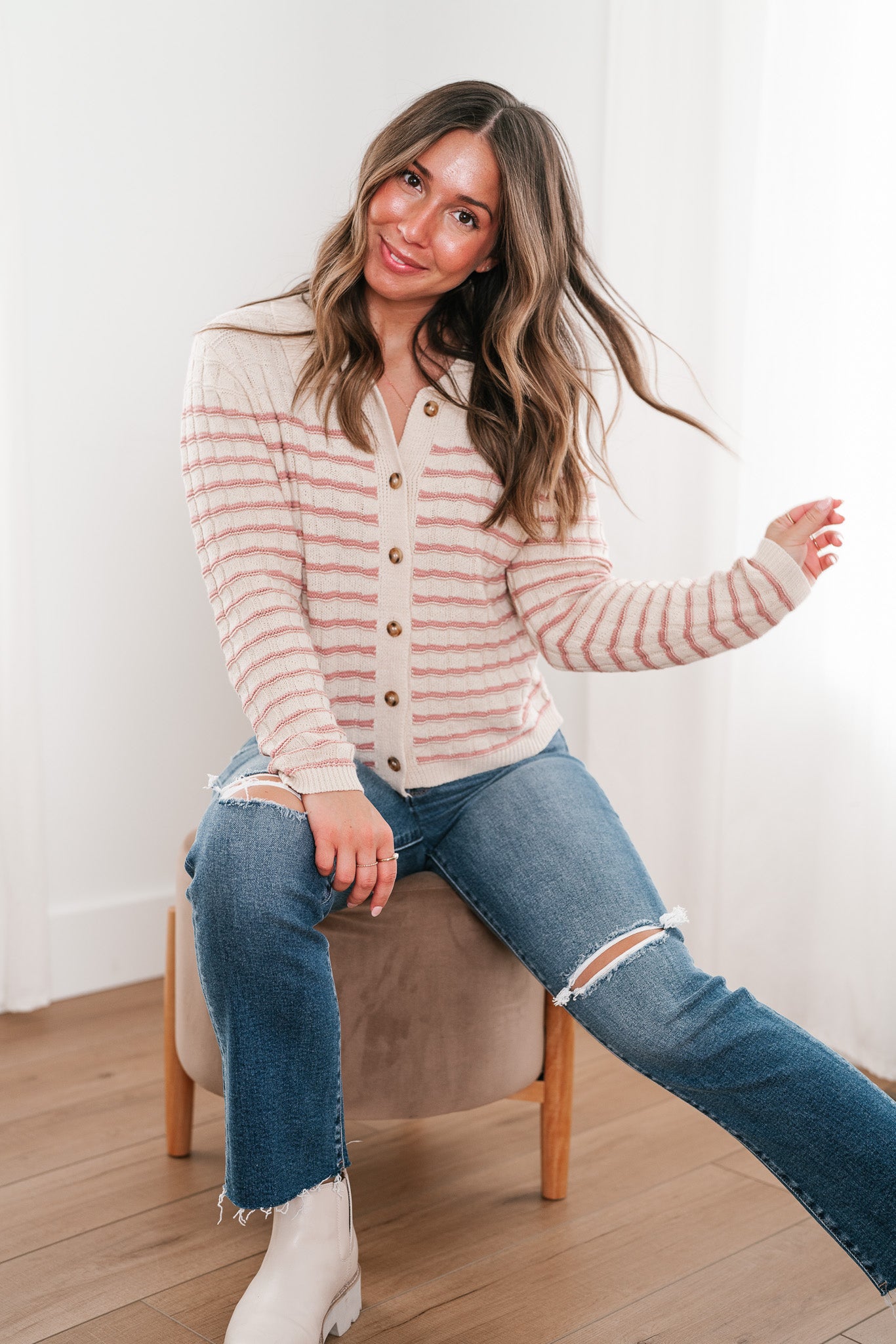 Lost In Love Striped Knit Cardigan