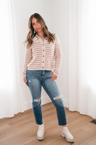 Lost In Love Striped Knit Cardigan