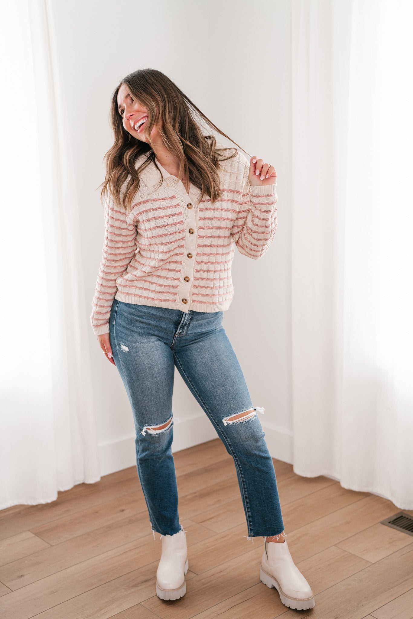 Lost In Love Striped Knit Cardigan