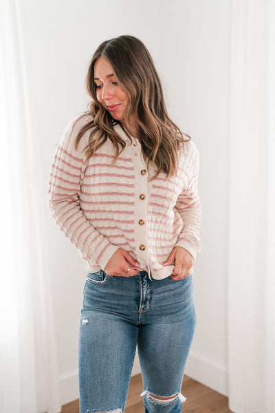 Lost In Love Striped Knit Cardigan