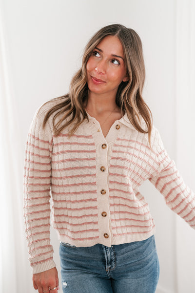 Lost In Love Striped Knit Cardigan