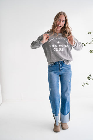 Mom Club Graphic Ribbed Crewneck