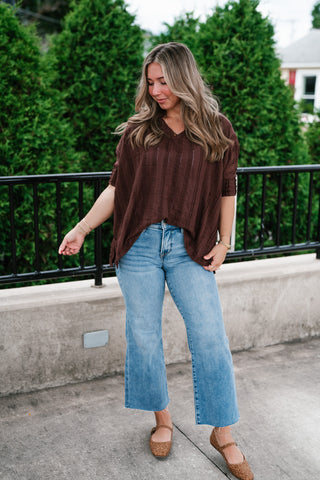 Willows Textured Relaxed Top - Chocolate