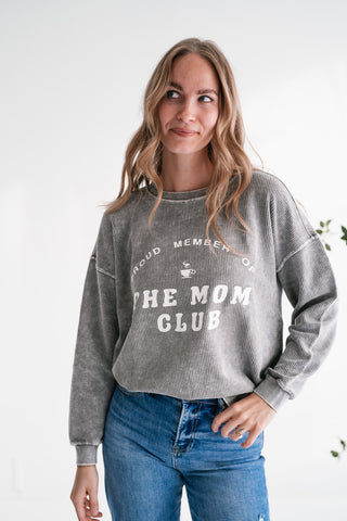 Mom Club Graphic Ribbed Crewneck
