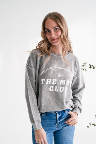 Mom Club Graphic Ribbed Crewneck