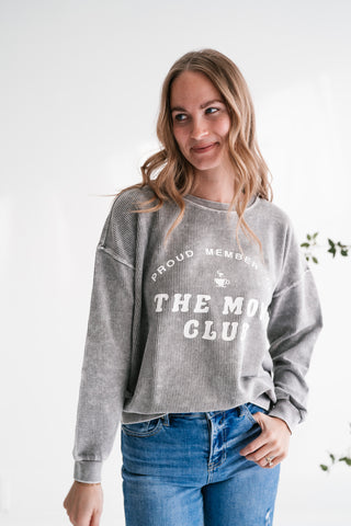 Mom Club Graphic Ribbed Crewneck