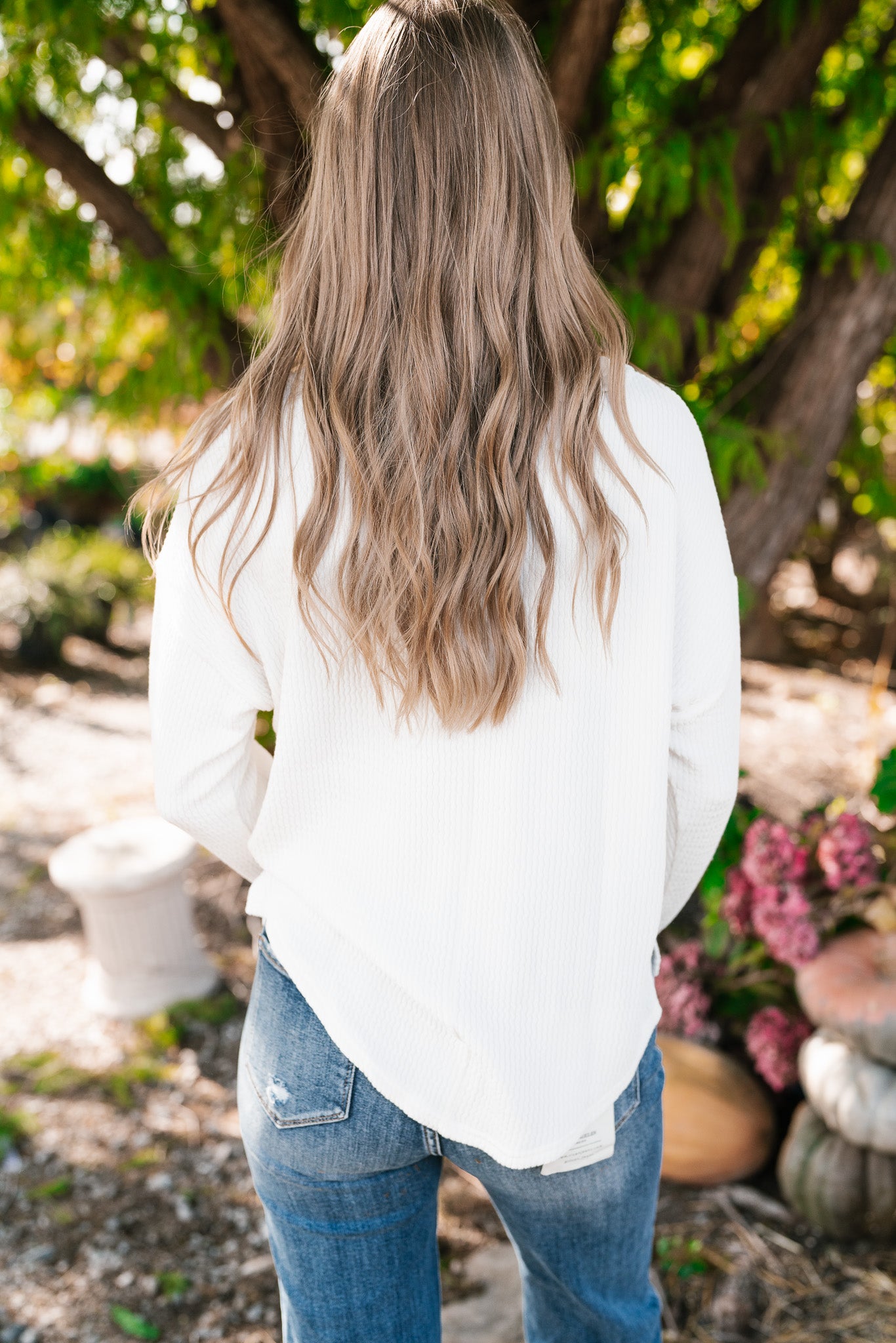 Everyday Comfy Ribbed Long Sleeve Top - Cream