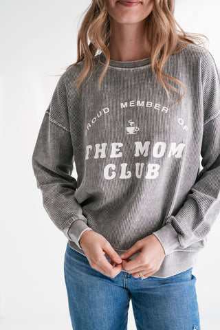 Mom Club Graphic Ribbed Crewneck