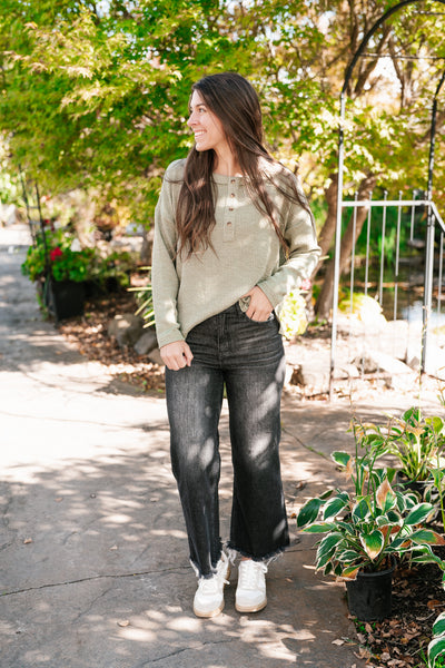 Everyday Comfy Ribbed Long Sleeve Top - Olive