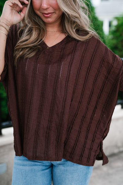 Willows Textured Relaxed Top - Chocolate