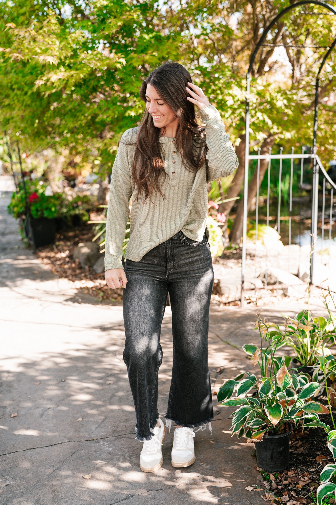 Everyday Comfy Ribbed Long Sleeve Top - Olive