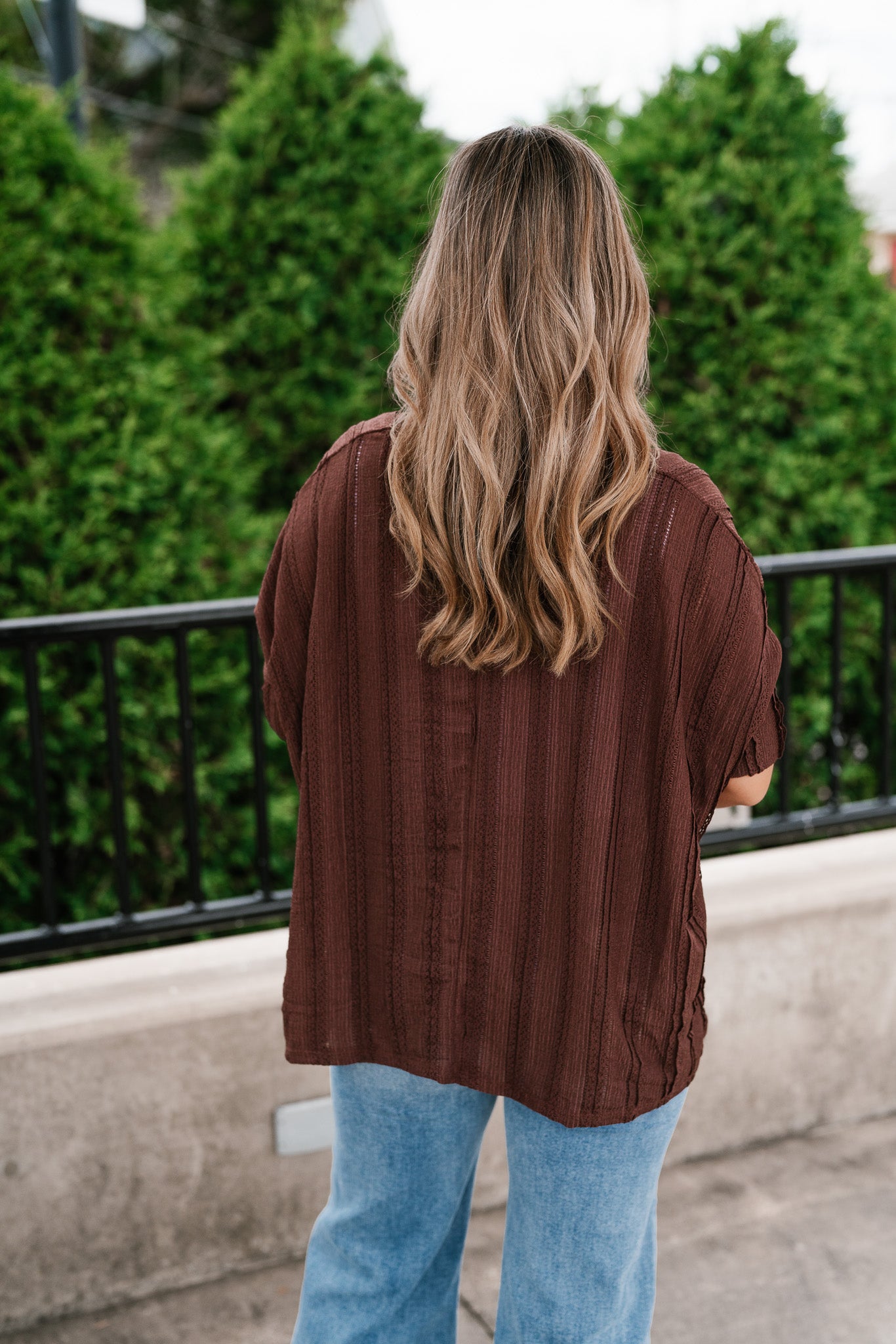 Willows Textured Relaxed Top - Chocolate