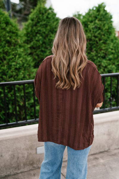 Willows Textured Relaxed Top - Chocolate