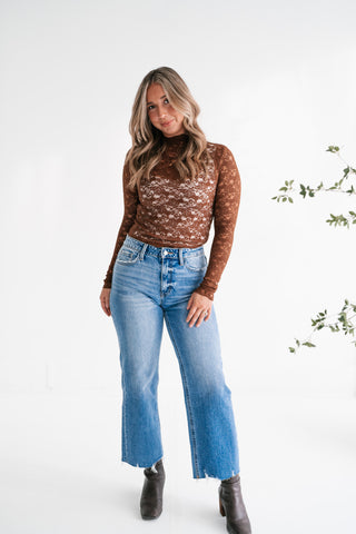 Autumn Lace Mock Neck Top