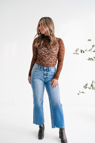Autumn Lace Mock Neck Top