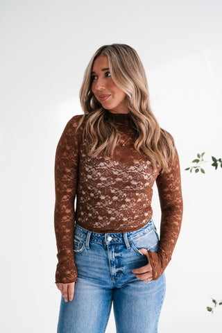 Autumn Lace Mock Neck Top