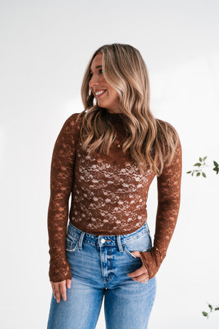 Autumn Lace Mock Neck Top