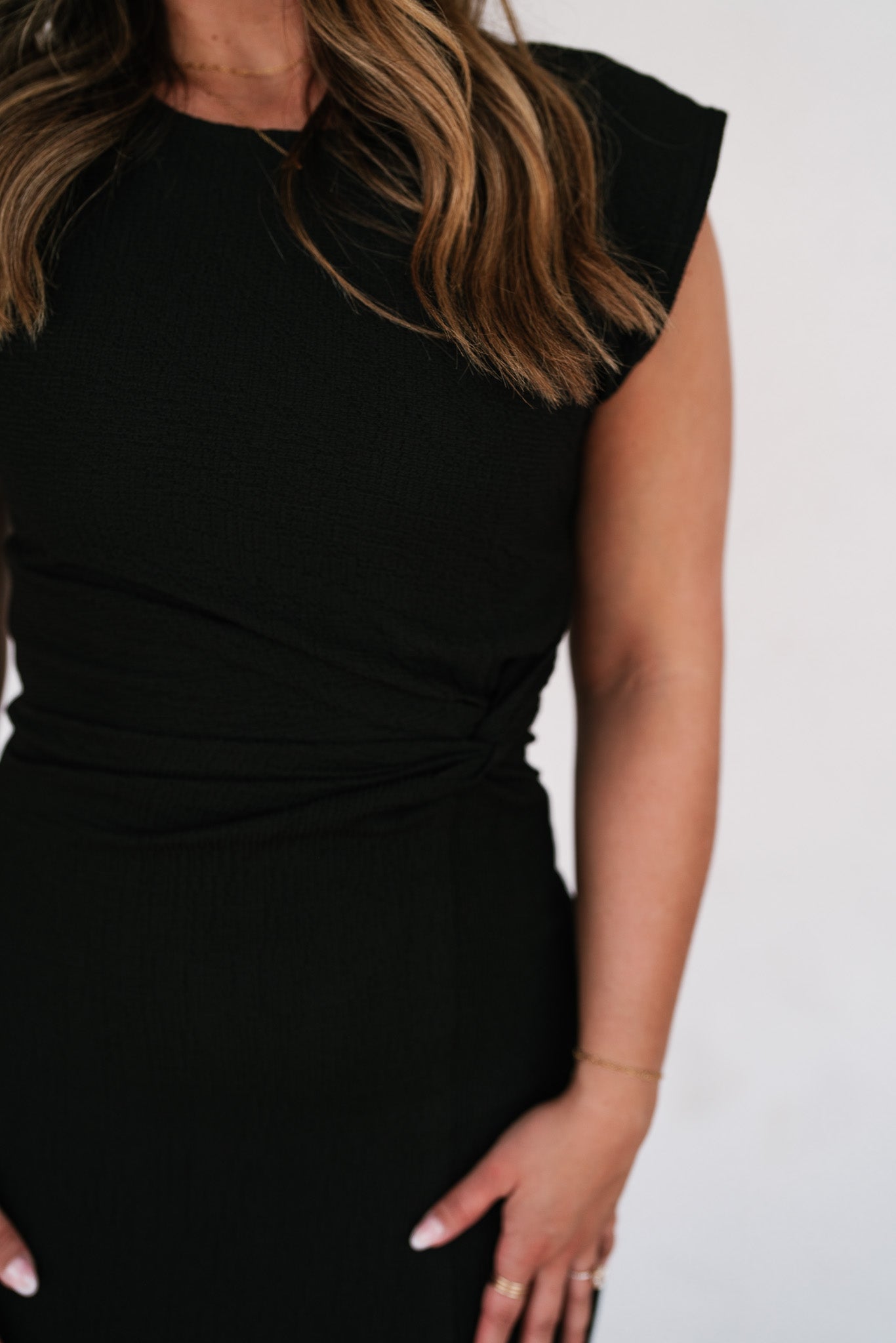 Uptown Girl Twist Waist Side Slit Midi Dress