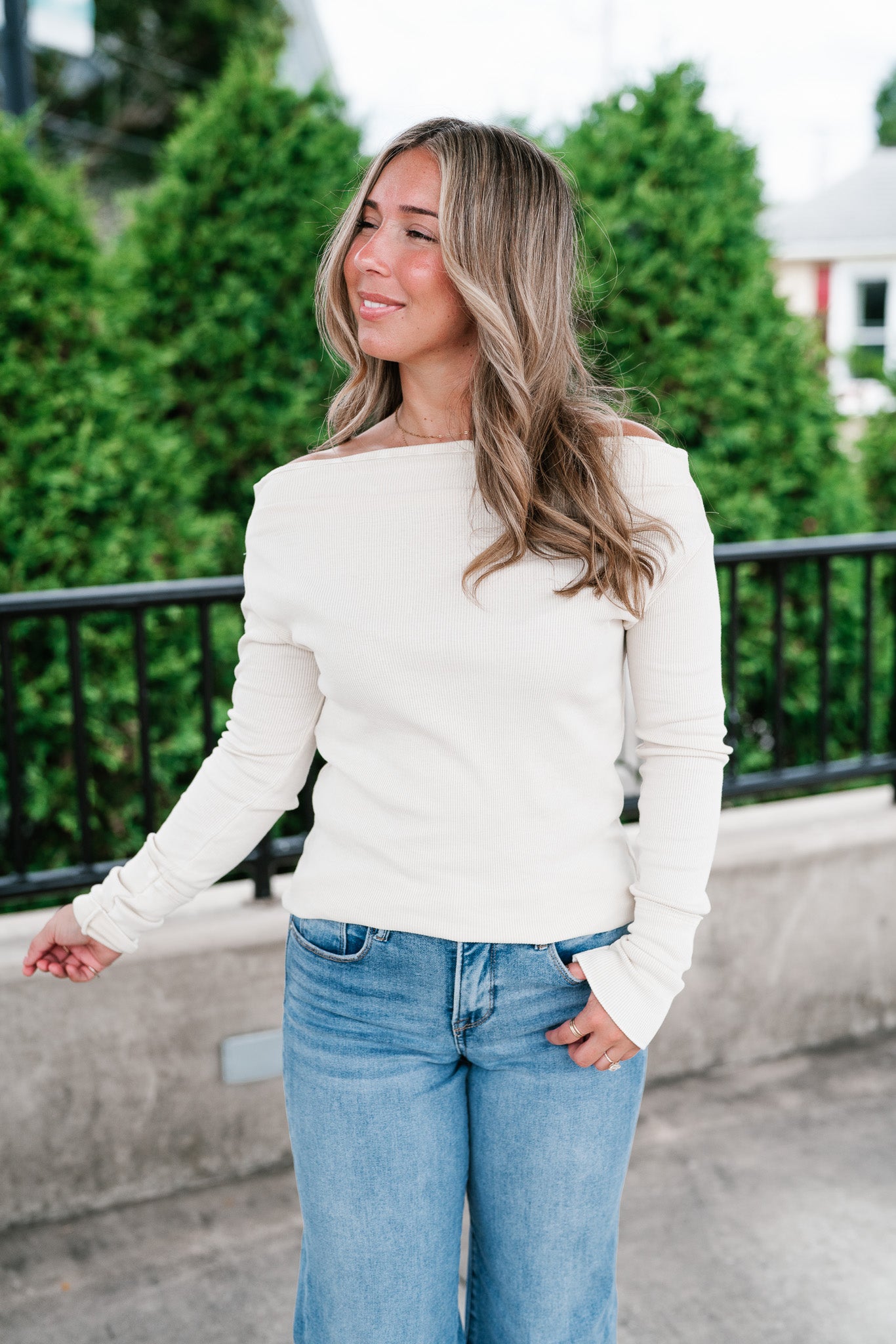 Amberstone Off-Shoulder Knit Top