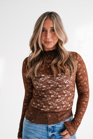 Autumn Lace Mock Neck Top