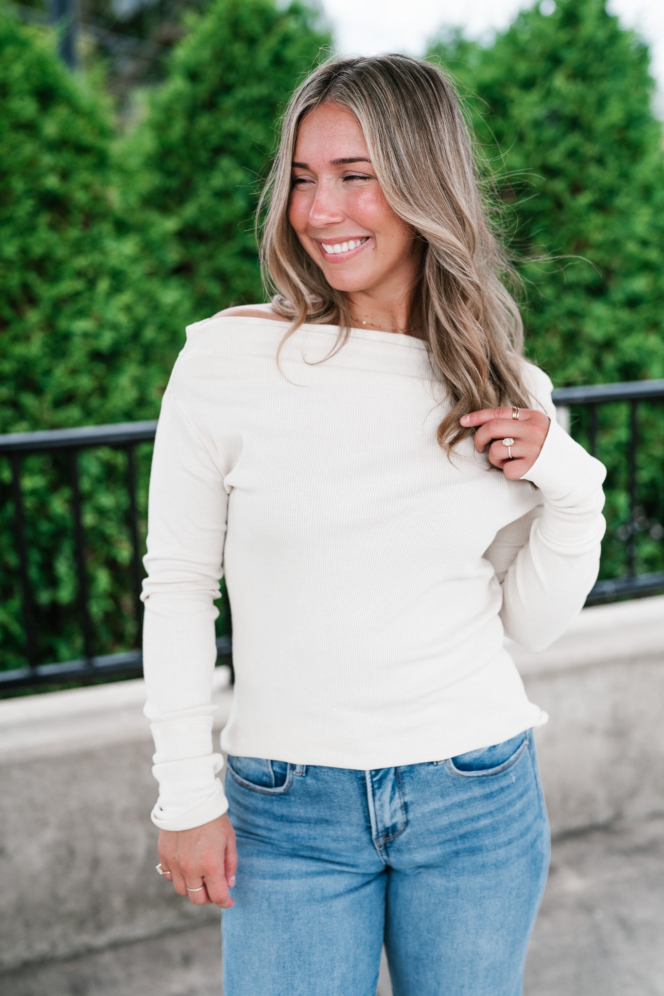 Amberstone Off-Shoulder Knit Top
