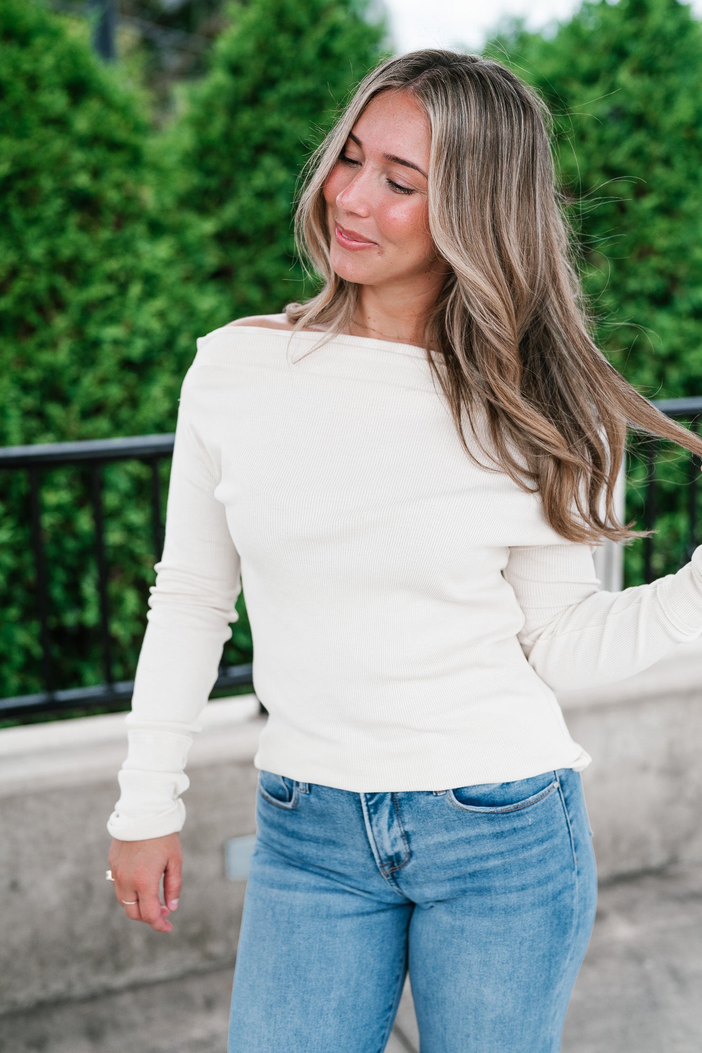 Amberstone Off-Shoulder Knit Top