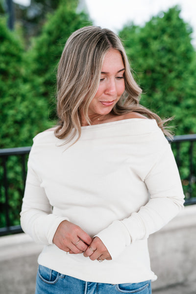 Amberstone Off-Shoulder Knit Top