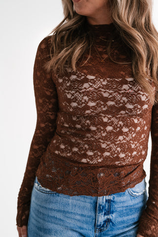 Autumn Lace Mock Neck Top