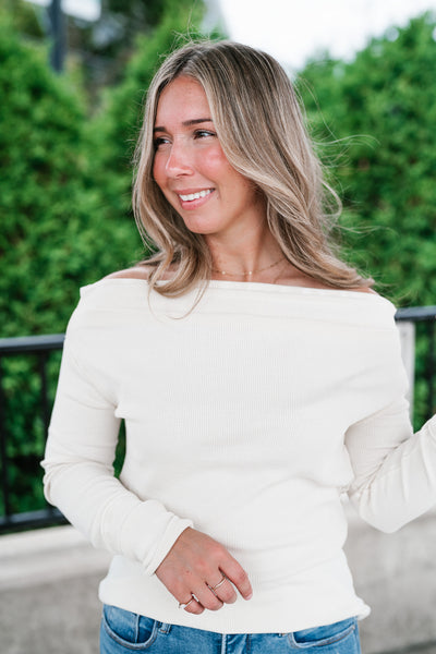 Amberstone Off-Shoulder Knit Top