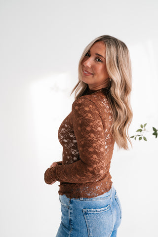 Autumn Lace Mock Neck Top