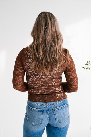 Autumn Lace Mock Neck Top