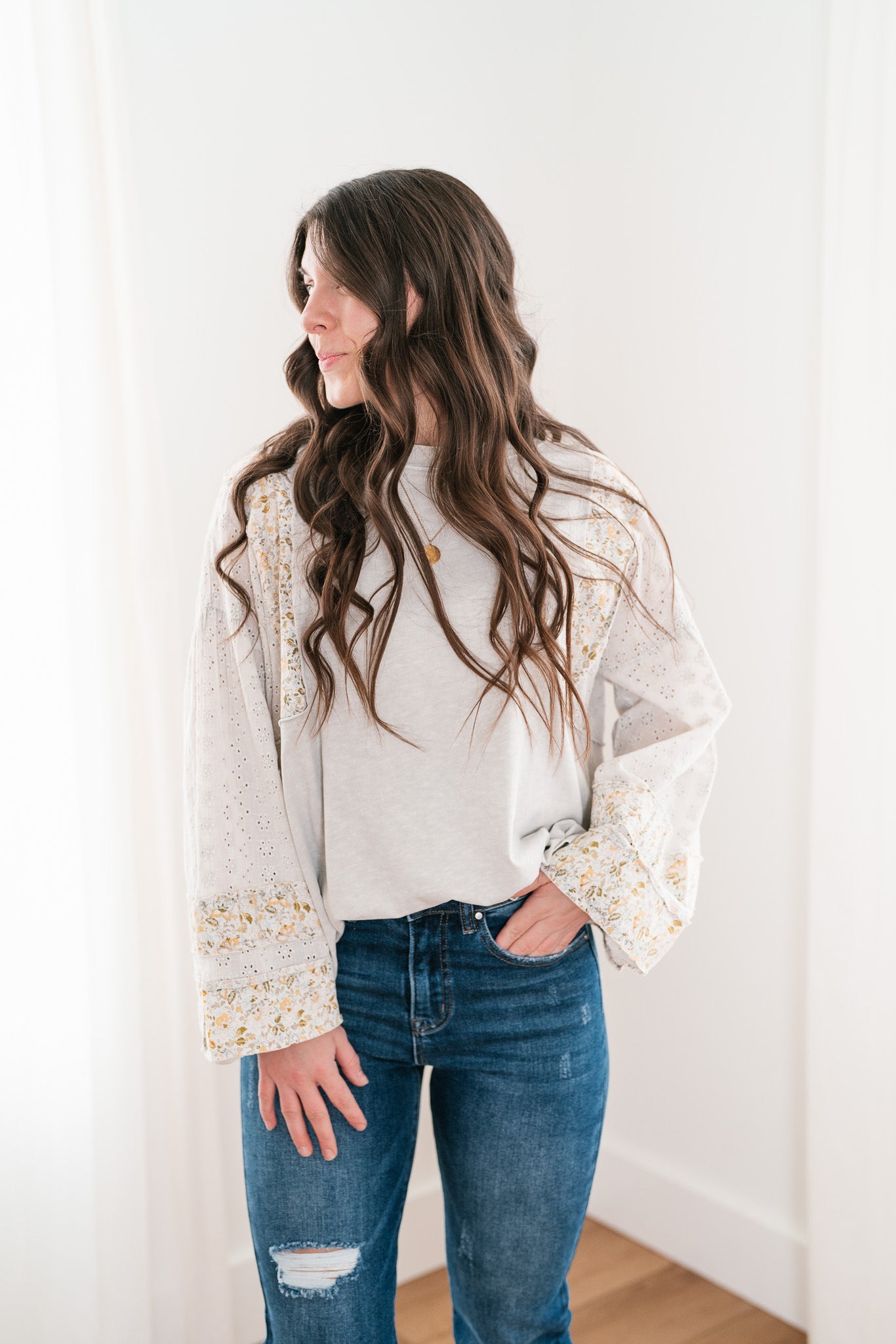 Elegant Blossom Ruffle Sleeve Top