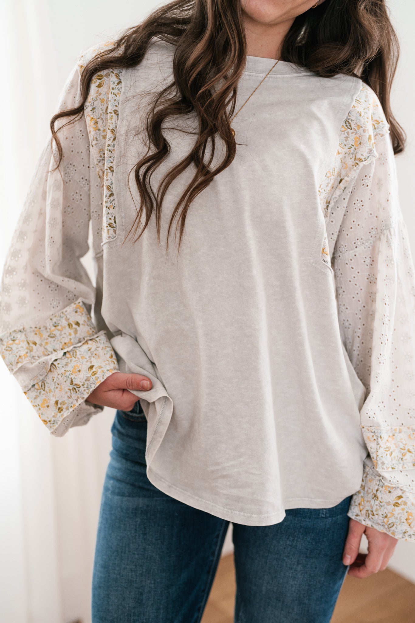 Elegant Blossom Ruffle Sleeve Top