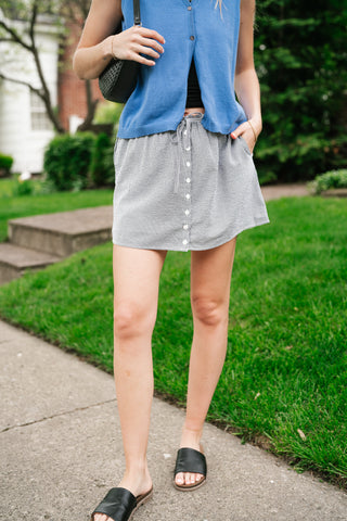 Garden Party Gingham Mini Skort - Black
