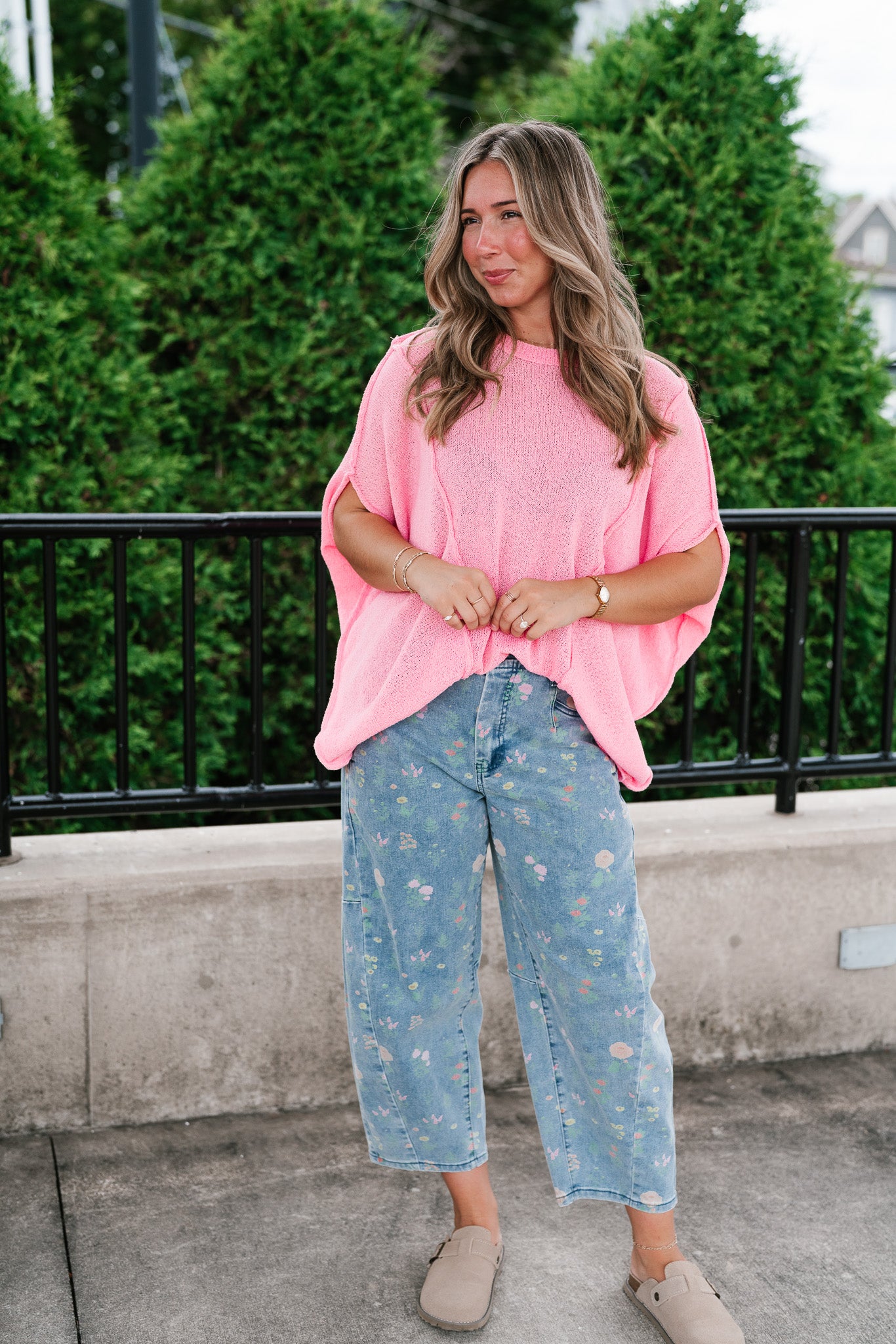 Wander Free Drop Shoulder Relaxed Pullover Sweater - Pink