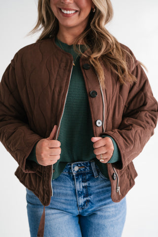 Chestnut Wave Quilted Jacket