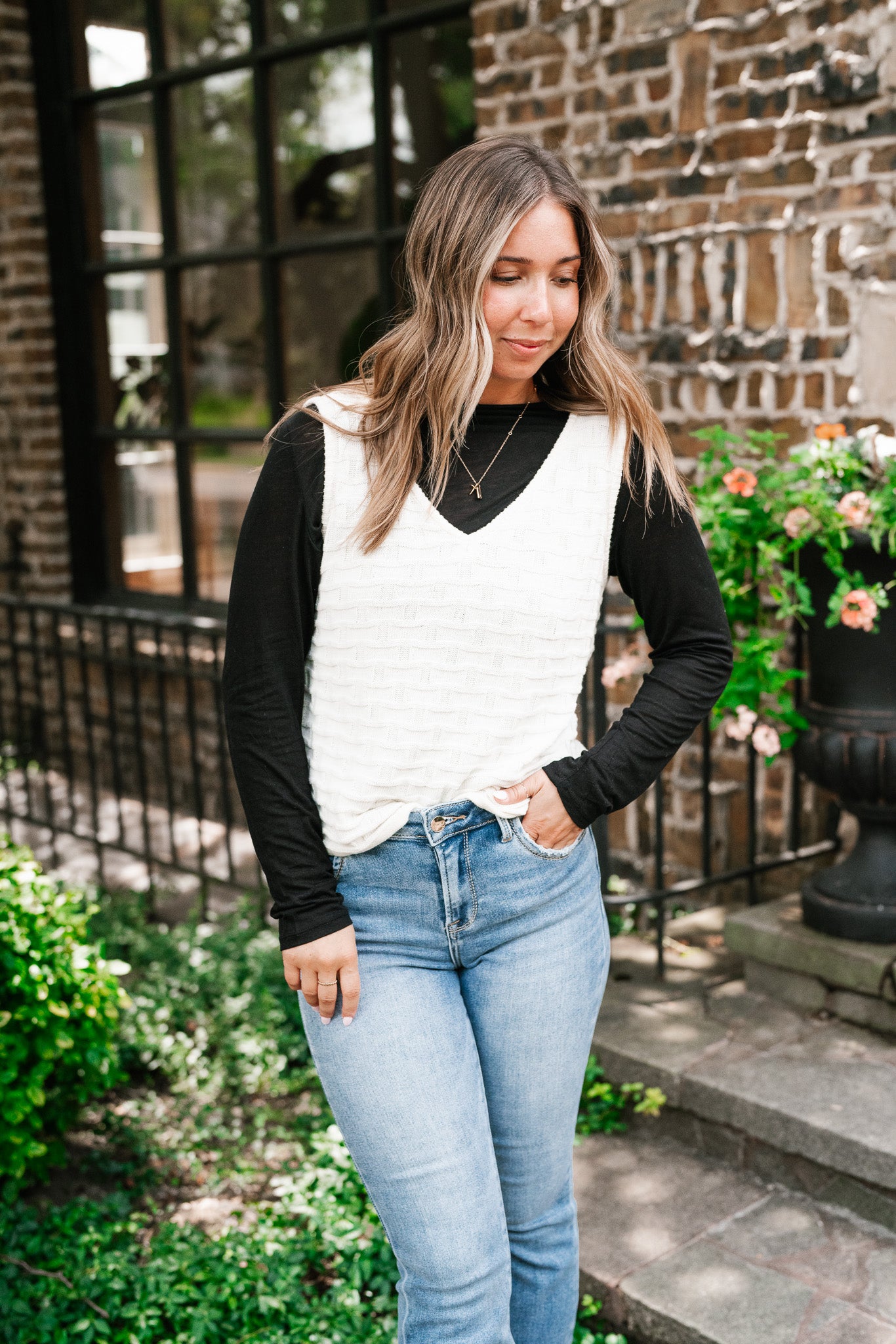 Summertime Cream Textured Sweater Tank