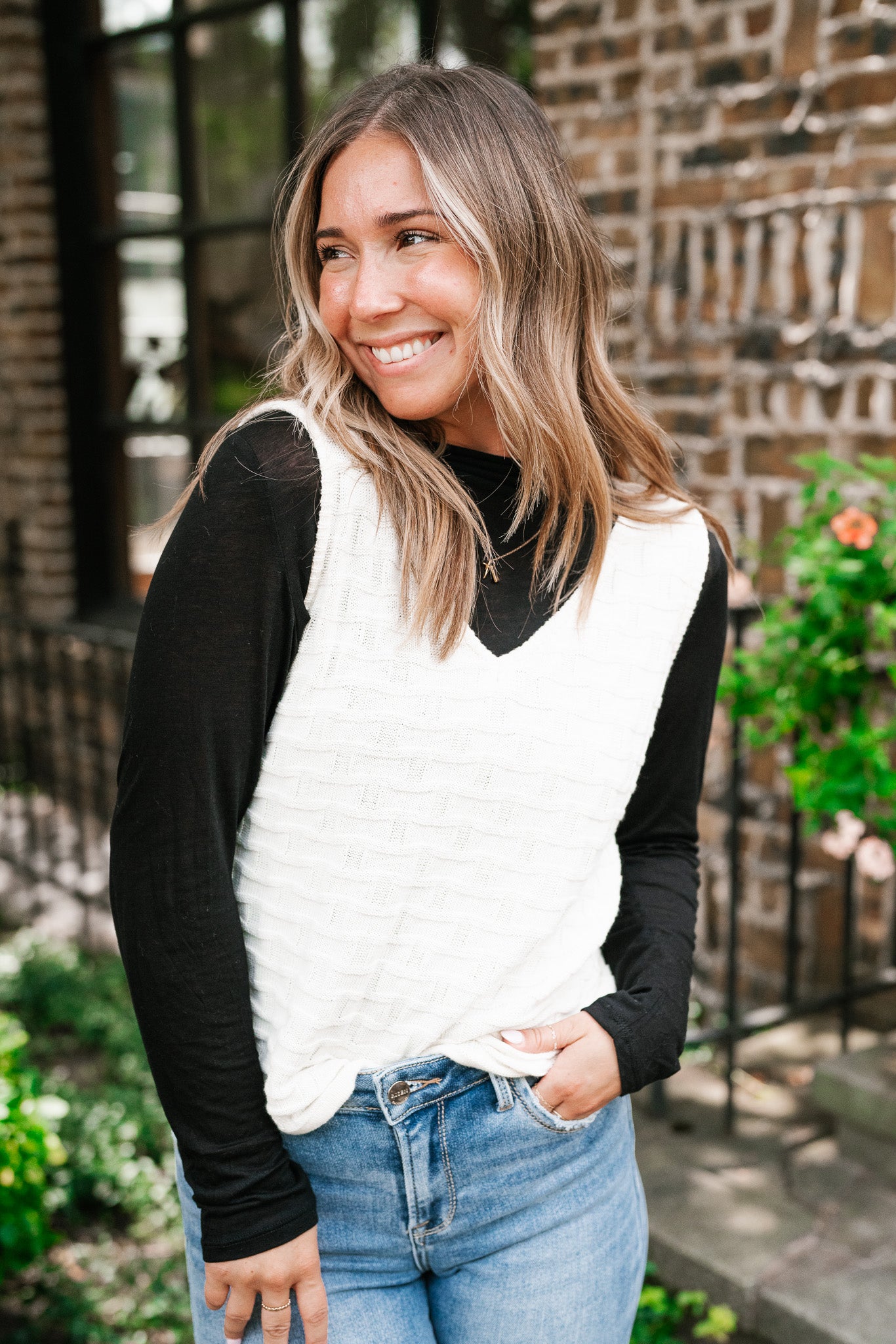 Summertime Cream Textured Sweater Tank