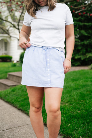 Garden Party Gingham Mini Skort - Sky