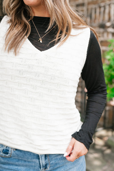 Summertime Cream Textured Sweater Tank