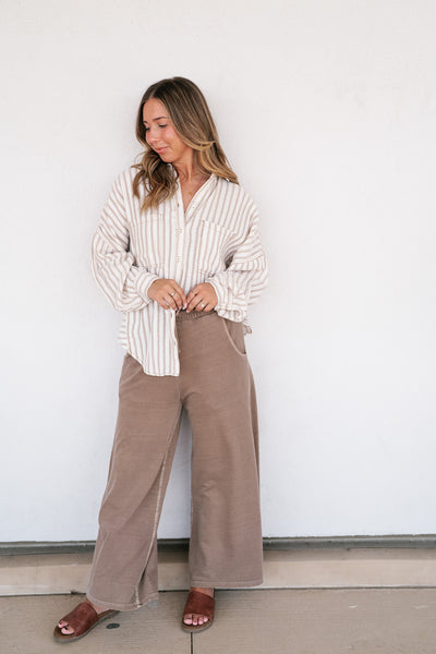Coastline Oversized Striped Button Up