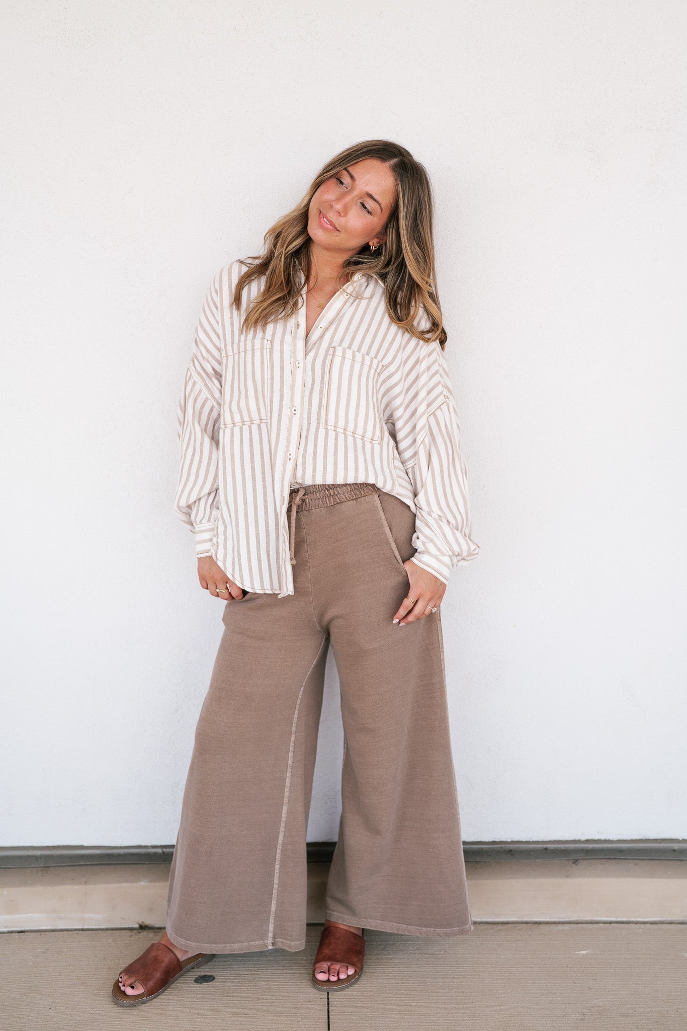 Coastline Oversized Striped Button Up