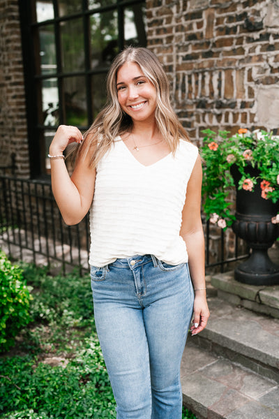 Summertime Cream Textured Sweater Tank