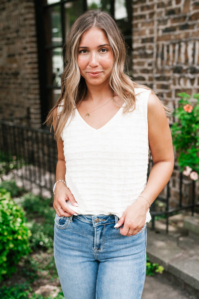 Summertime Cream Textured Sweater Tank